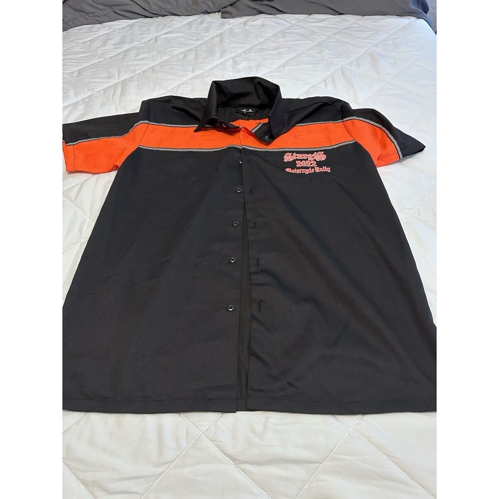 NWT Biker Wear L Orange/black Button Up Shirt Sturgis‎ 2022 Motorcycle Rally